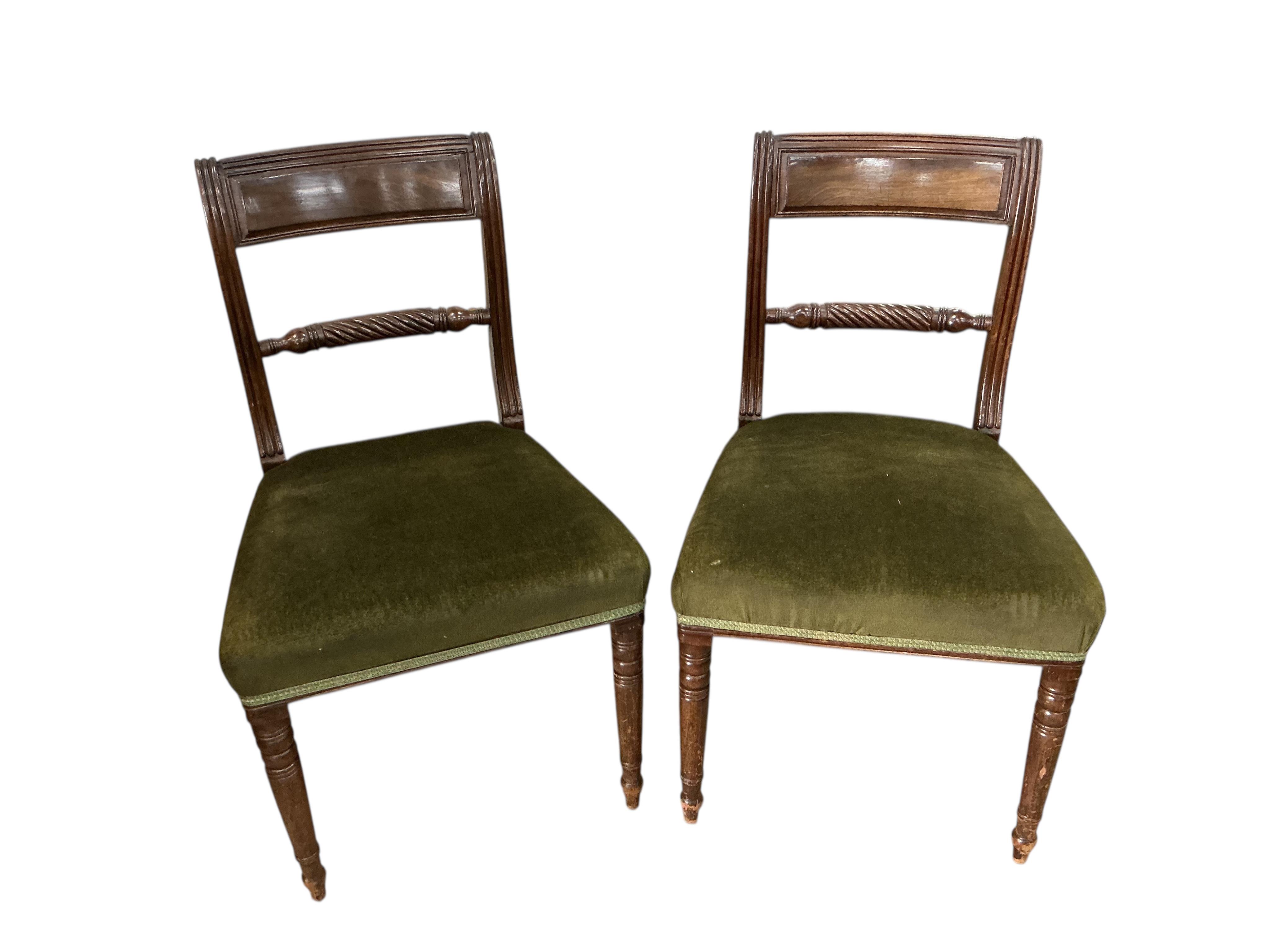 A set of four Regency style mahogany dining chairs, a.f.